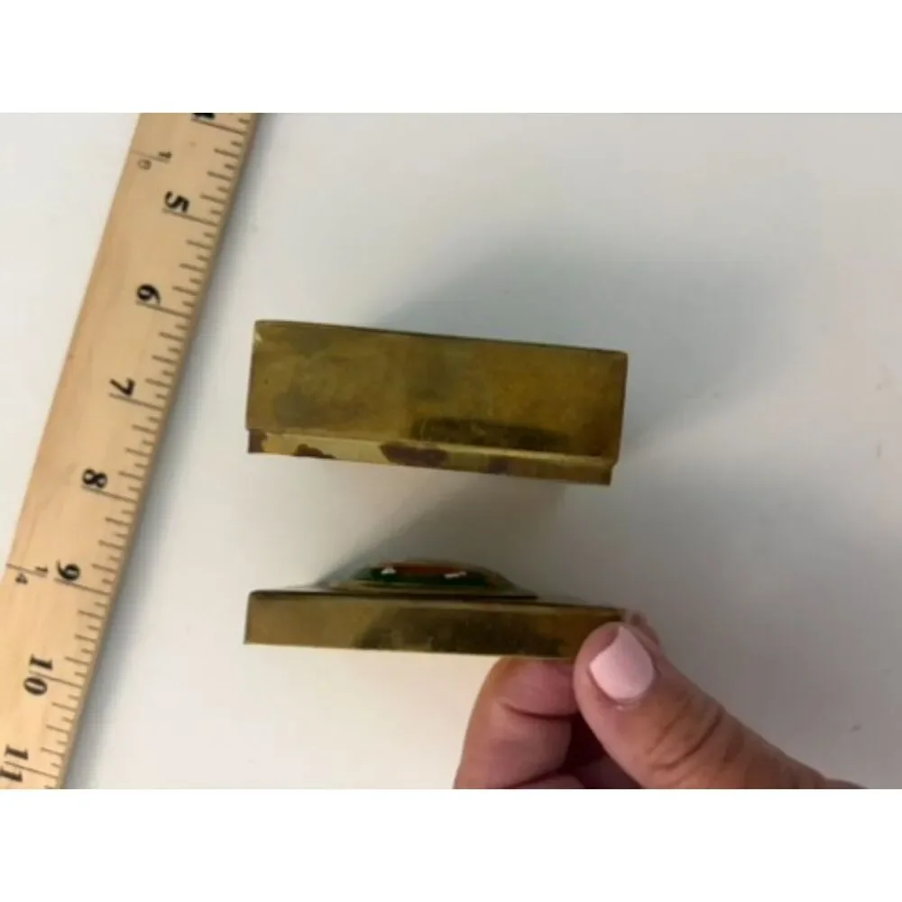 Vtg. Chinese brass box with genuine chinese Enamel  Handmade in Taiwan